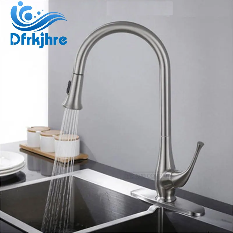 Dfrkjhre кухонный кран из никеля с одной ручкой выдвижной кухонный кран с одним отверстием поворотный кран с ручкой 360 градусов смеситель для воды