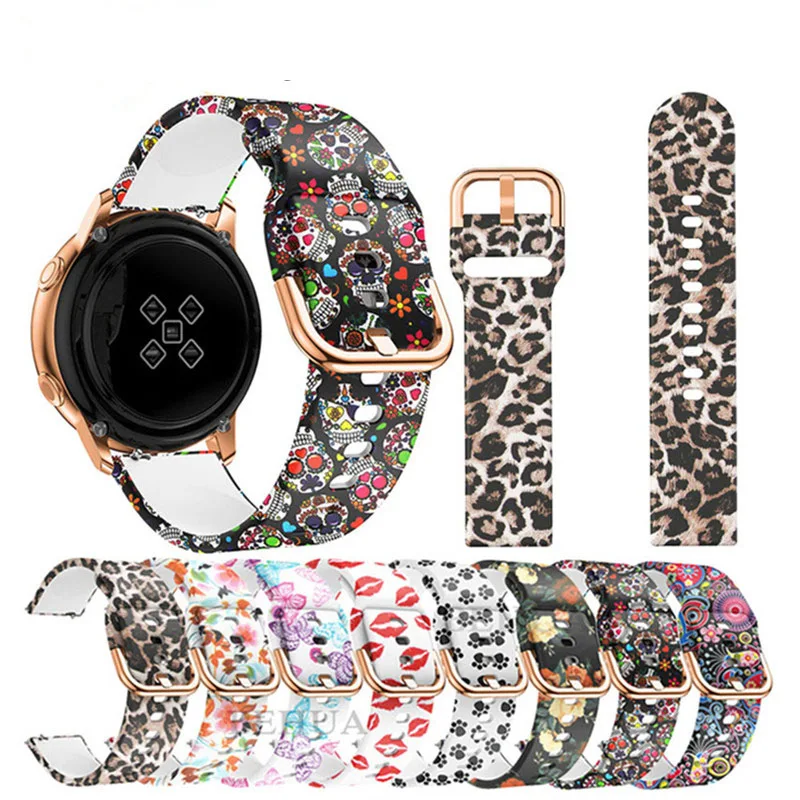 20 мм силиконовый ремешок для samsung Galaxy Watch Active 2 браслет с принтом для samsung Galaxy Watch 42 мм регулируемый сменный ремешок