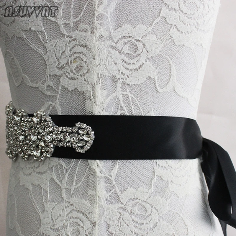 Bride Bridesmaid Crystal Flowers Wedding Sash Belt Rhinestone Waistband Satin Belts Cummerbund For Women Party Soiree Dress