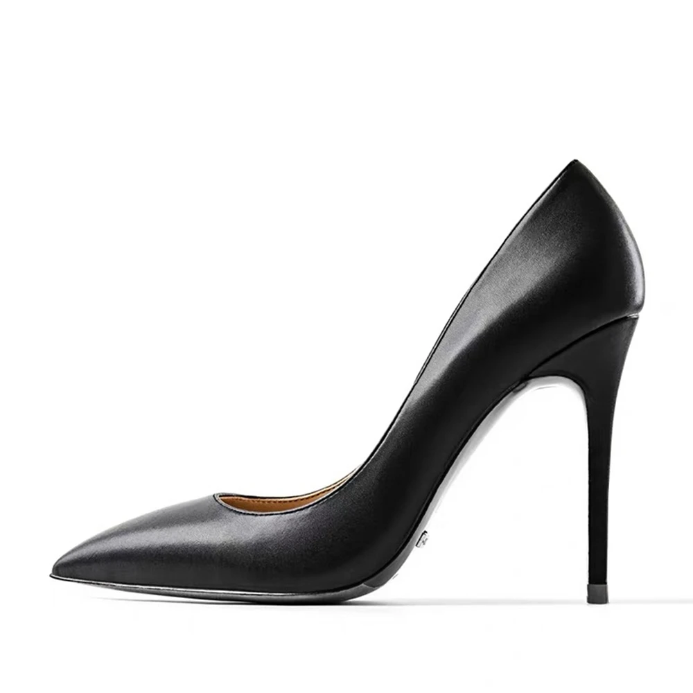 10cm Black Matt Junetxin/классические женские туфли-лодочки с волнистым узором; большие размеры 34-42; женские туфли на высоком каблуке с острым носком; модные пикантные туфли-лодочки на каблуке 12 см - Цвет: 10cm Black Matt