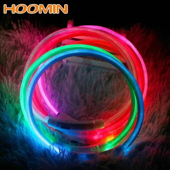 

HOOMIN Night Dog Collars Glowing Luminous Pet Dog Collar Rechargeable LED Usb Dog Collar Night Safety Flashing Glow