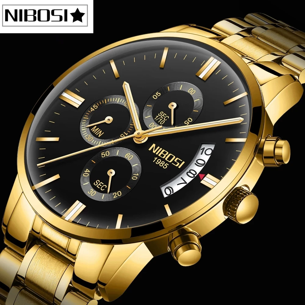 Часы наручные NIBOSI мужские классические брендовые роскошные в стиле милитари
