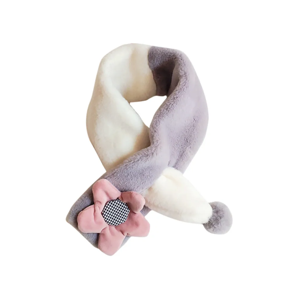Осень-зима, новинка, имитация кроличьей шерсти, чистый цвет, детский шарф для маленьких мальчиков и девочек, плюшевые теплые шарфы с медвежонком,#1 - Цвет: G