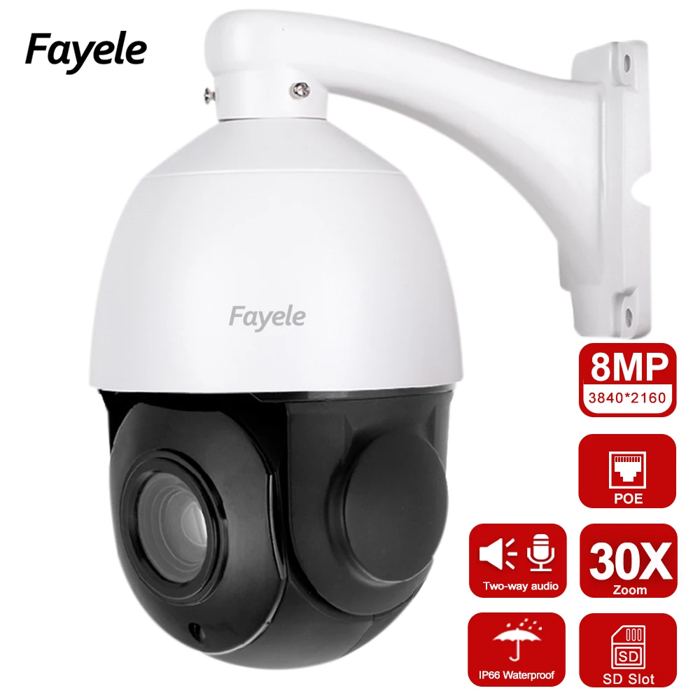 CCTV Security POE 5MP 4K 8MP Speed Dome PTZ Camera Pan Tilt 30X Zoom IR 100M IP Camera SD Cloud Storage 2way Audio Motion Detect