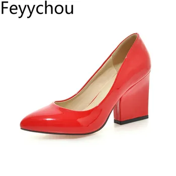 

Women's Pumps Shoes High Heel Spring Autumn Slip-on Pointed Toe Basic Patent Leather 2019 Sexy New Fashion Black Red Yellow Pink