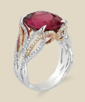 

Luxury Big Red square Cut Shining AAA Zircon Ring with large CZ stones Ring for Women Fashion Jewelry Rings Valentines Day