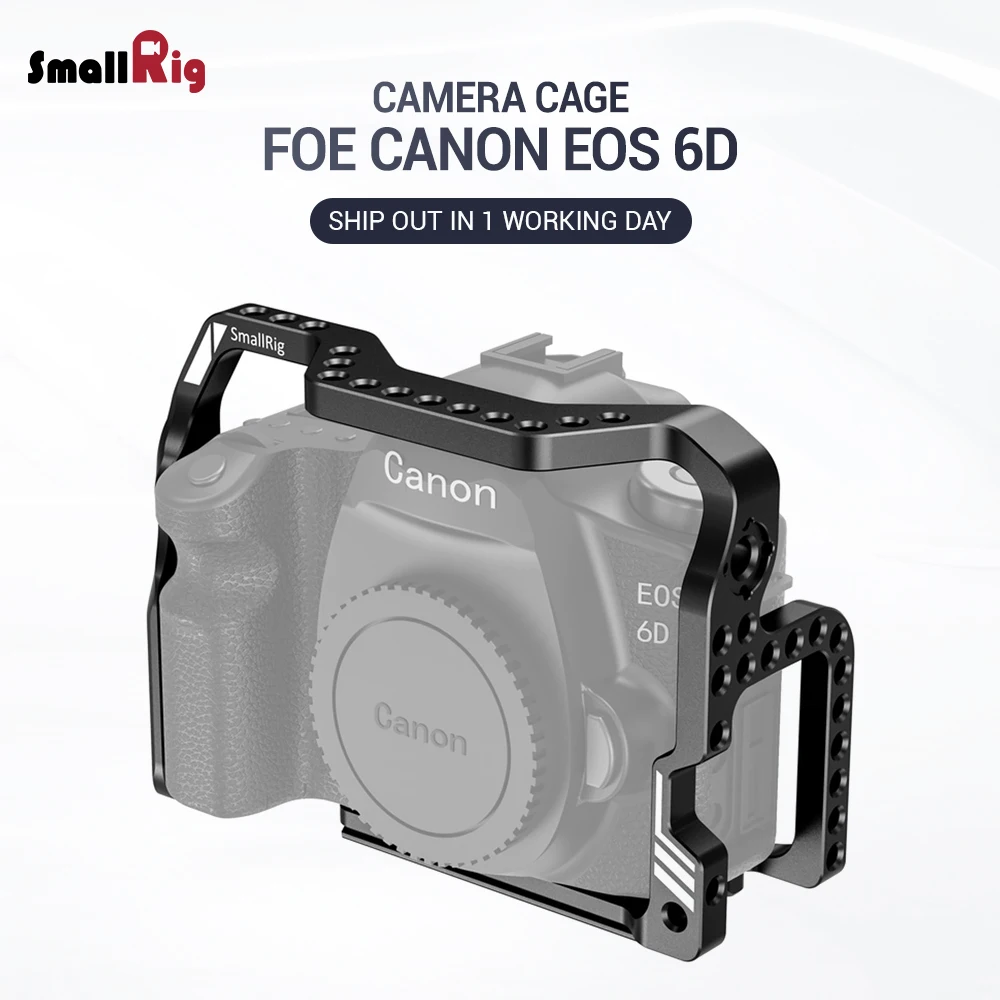 

SmallRig 6D Camera Cage for Canon EOS 6D Camera W/ Arca Style Plate at Bottom Thread Holes For Handle Monitor DIY Options 2407