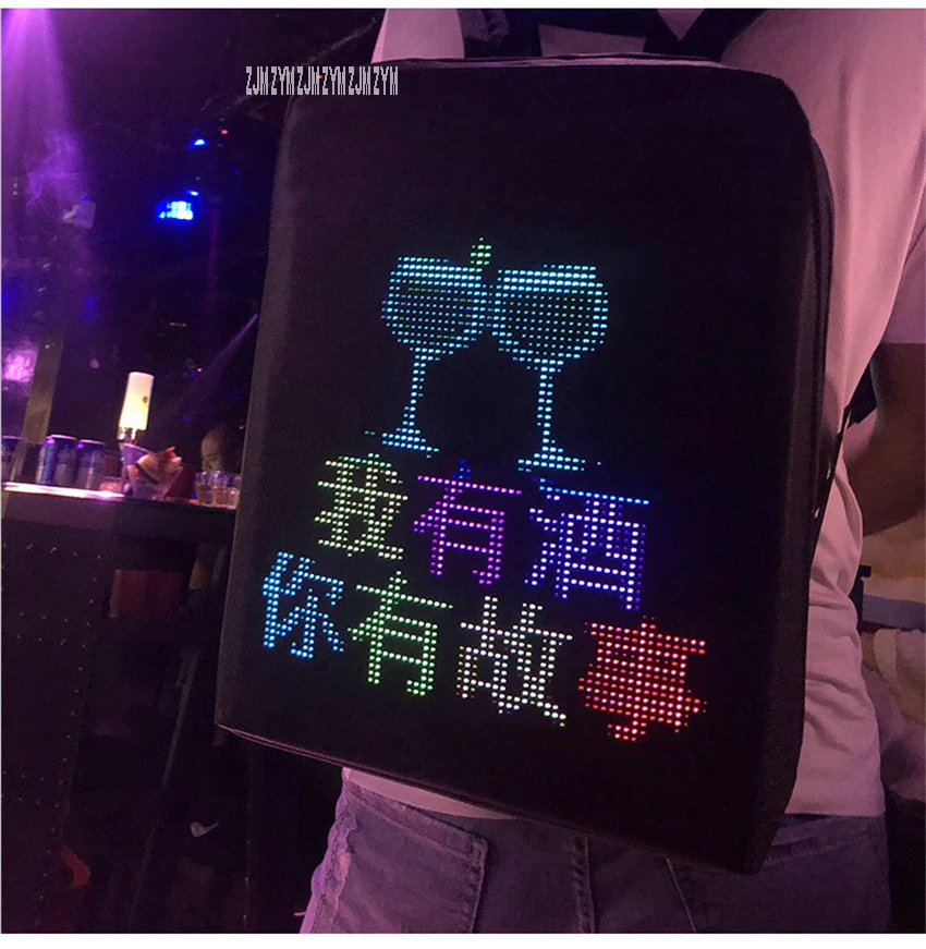 PXII201907 многофункциональный DIY рекламный мешок Динамический светодиодный дисплей экран полиэстер приложение управление интеллектуальные плечи рюкзак