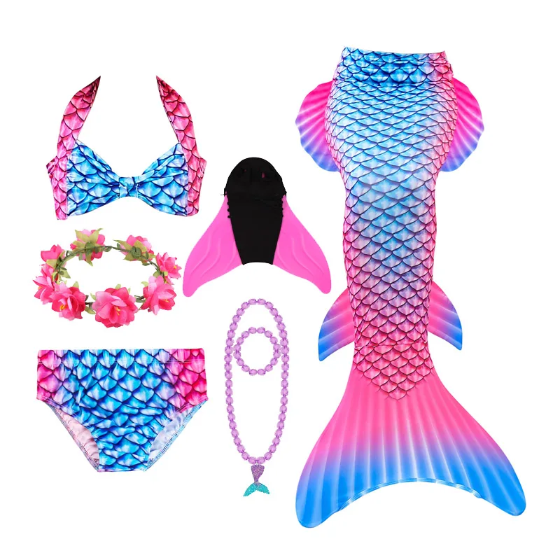Модное платье русалки для девочек, купальный костюм русалки с хвостом, купальный костюм русалки, красный, синий, детский костюм для костюмированной вечеринки - Цвет: 6