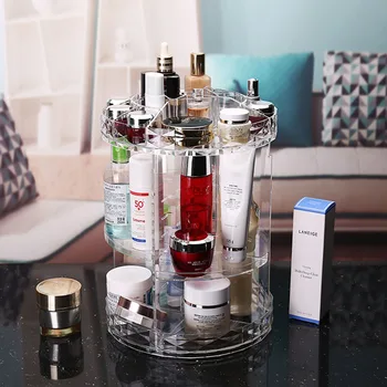 

Organizer Storage Box Plastic 360 Degree Rotation Transparent Acrylic Cosmetics Multi-function Detachable Makeup High Capacit