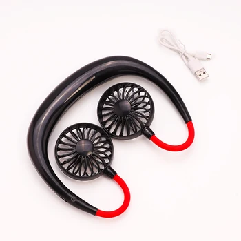 

Mini USB Adjustable 7 Leaf Sport Neck 3 gears Air Fan Conditioner Portable Desk Fan Neckband Rechargeable Dropship