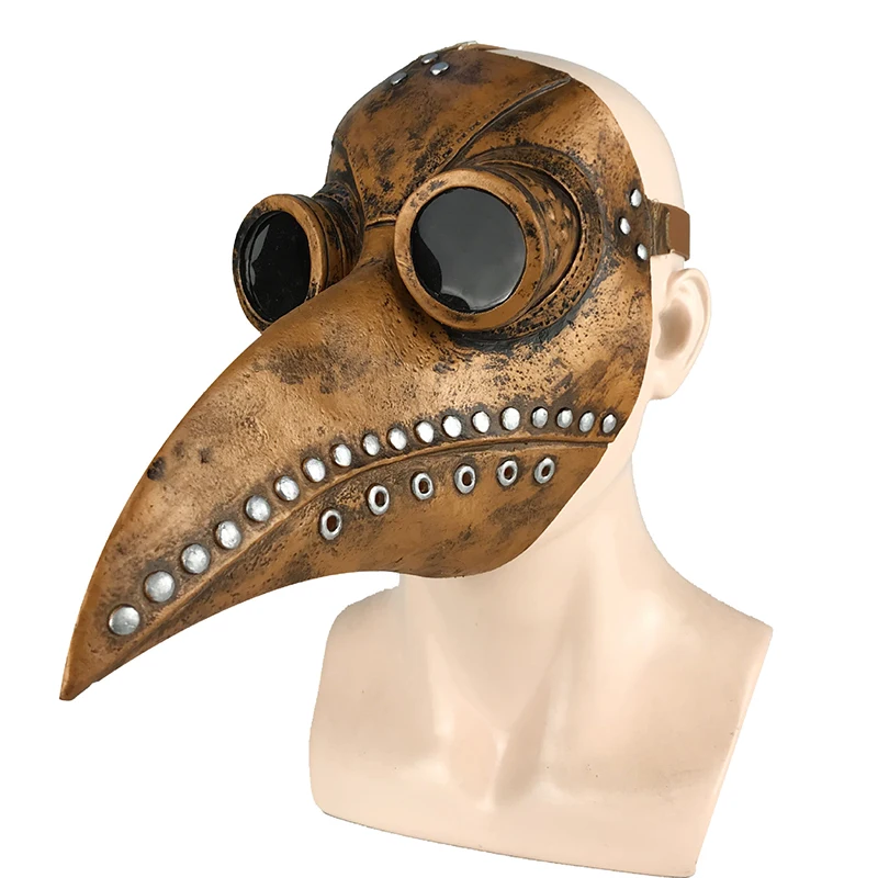 

Halloween Steampunk Plague Doctor Mask Black Copper Color Latex Birds Mask Scary Anime Cosplay Party Costume Props C20K113