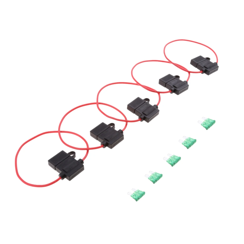 5 Set Car Truck 10 Gauge Waterproof In-line ATC Fuse Holder with 30AMP Fuses
