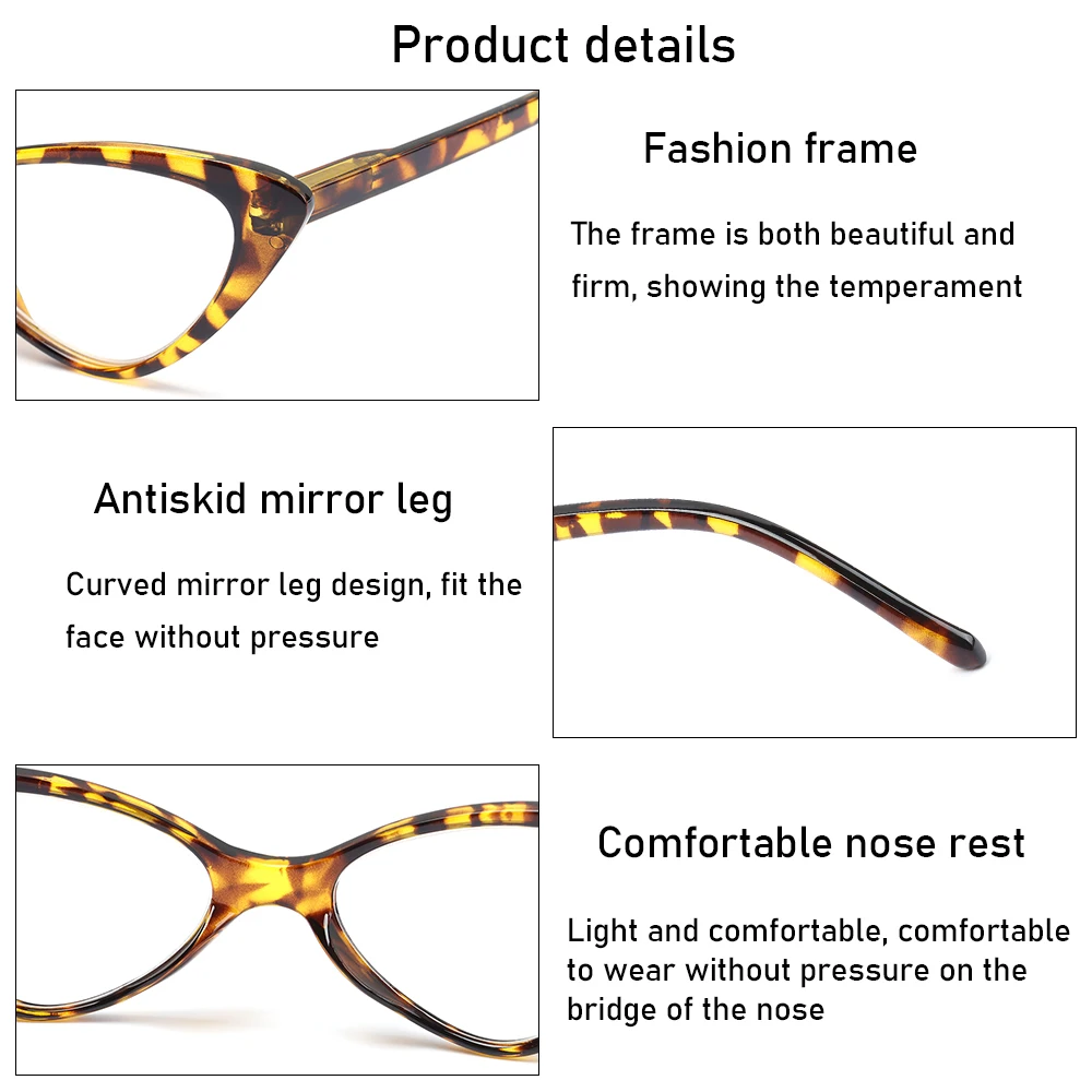 Fashion Cat Eyes Reading Glasses Ultralight Small Frame Clear Lens Presbyopic Eyeglasses For Women Men With +1.0 to +4.0