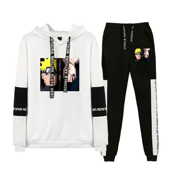 

Anime Naruto Men Sweat Suit Set Tracksuit Men Outfit Full Sleeve hoodie Sweatshirt with Hood Outdoor Sport Wear Men 2 Piece Set