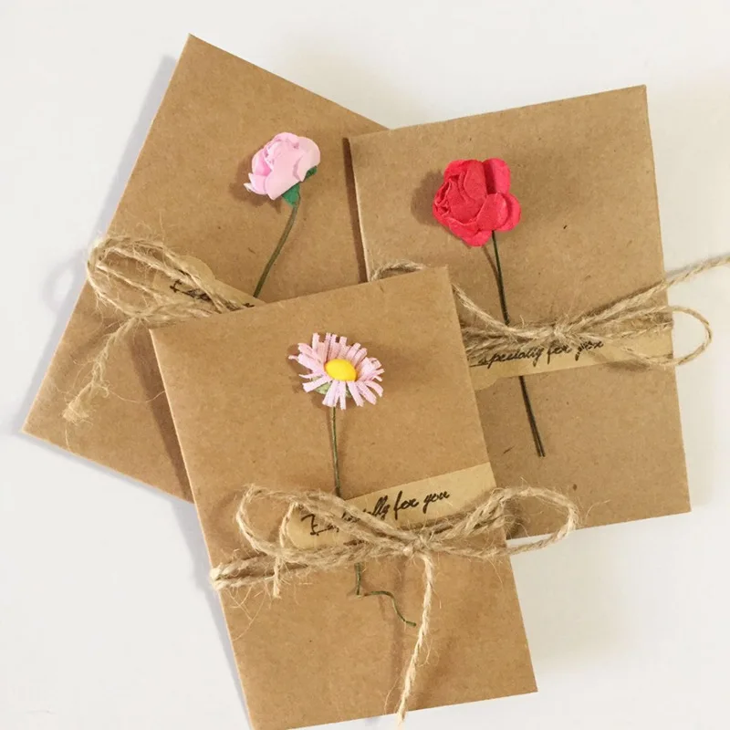  20pcs DIY Paper Handmade Dry Flower Invitation Greeting Card with Envelope Christmas Wedding favors - 4.00054E+12