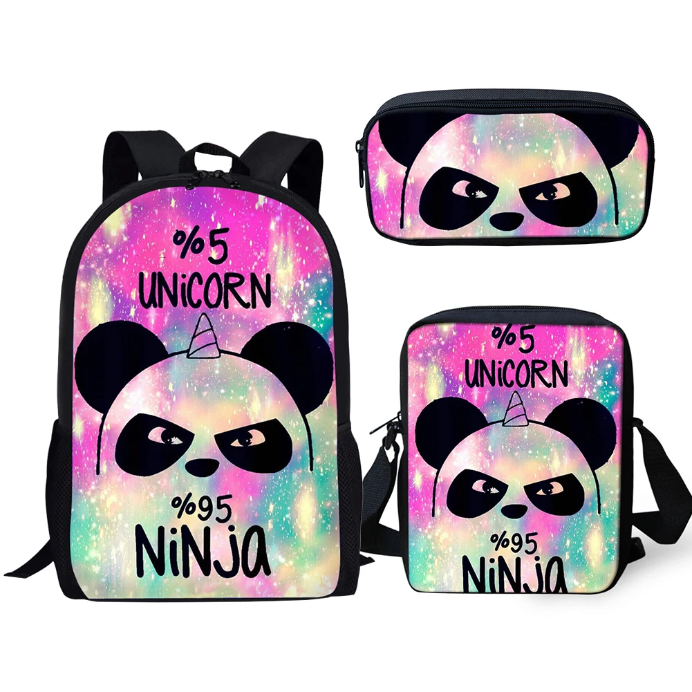 CDGX1285CEK Kids School Bag 3Pcs/set Students Cute Panda Unicorn Backpack For Boys Girls Children Bookbag Rucksack Knapsack Customize Image - Цвет: CDGX1285CEK