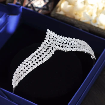 

Elegant Full Zircon Tiaras Crowns For Brides Royal Diadem Wedding Hairbands Crystal Wedding Hair Accessory Wedding Gifts