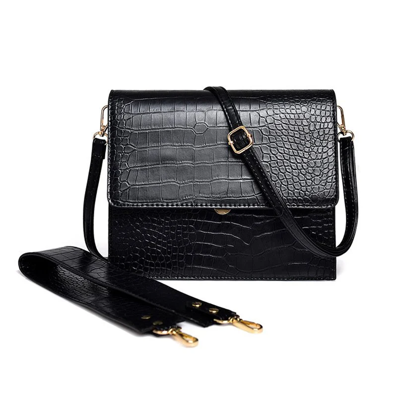 Luxury Handbags Women Bags Shoulder Designer Crocodile Pattern Women Leather Pu Messenger Bag Lady Wide Strap Crossbody Bag