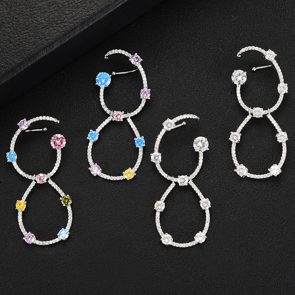 

Jimbora Gorgeous Round Circles Dangle Earring Women Full Mirco CZ Paved Cubic Zircon Bridal Wedding Daily Party Earrings Jewelry