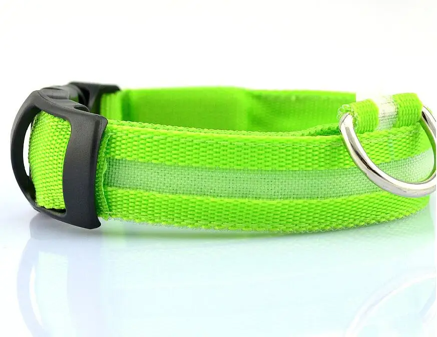 Нейлоновый светодиодный ошейник для собак, ночная безопасность светится в темноте поводок для собак, светящиеся люминесцентные ошейники для собак - Цвет: Collar-Green