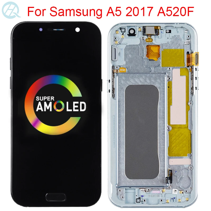 Оригинальный AMOLED дисплей для Samsung Galaxy A5 2017 A520F SM ЖК с рамкой сенсорный экран сборка Ремонт ЖК|Экраны мобильных