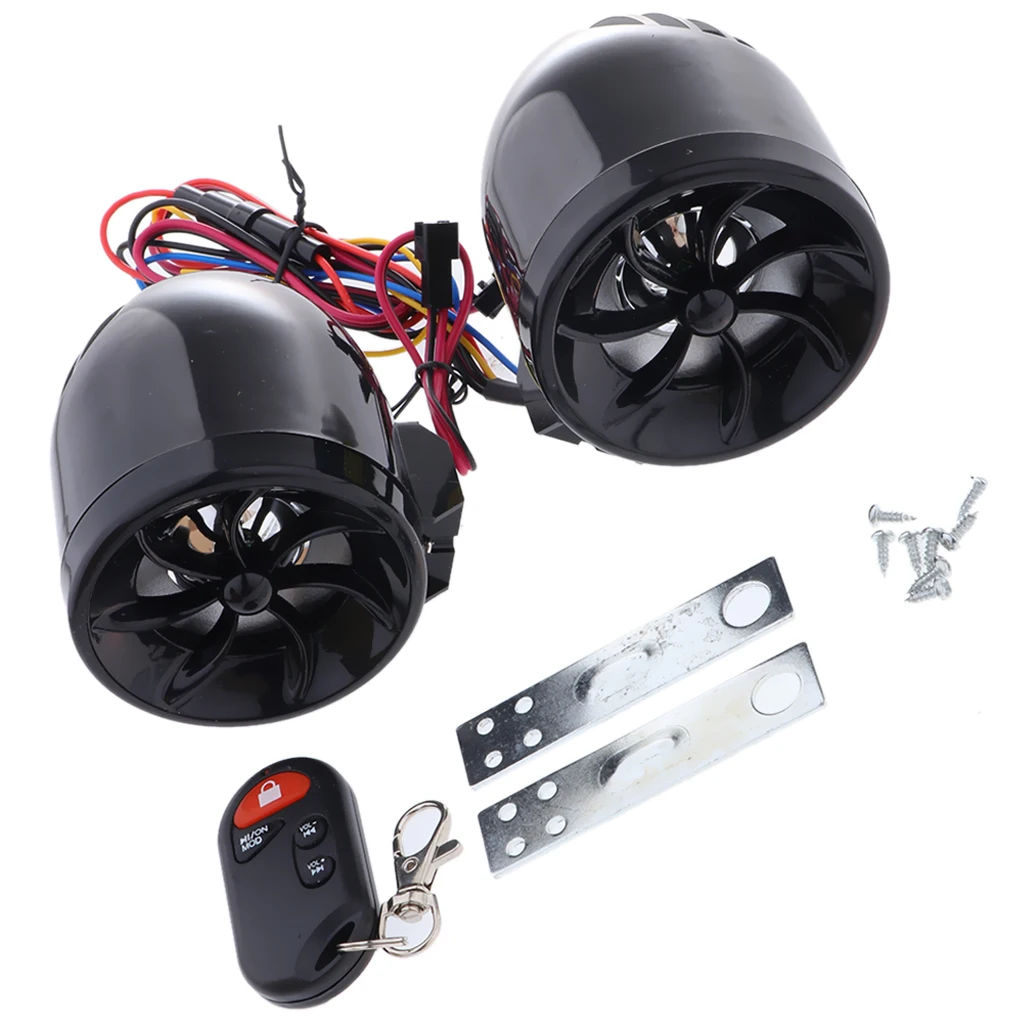 Motorcycle Alarm Audio Sound System Stereo Speakers,Radio/MP3 Music Player Remote Control Alarm Speaker