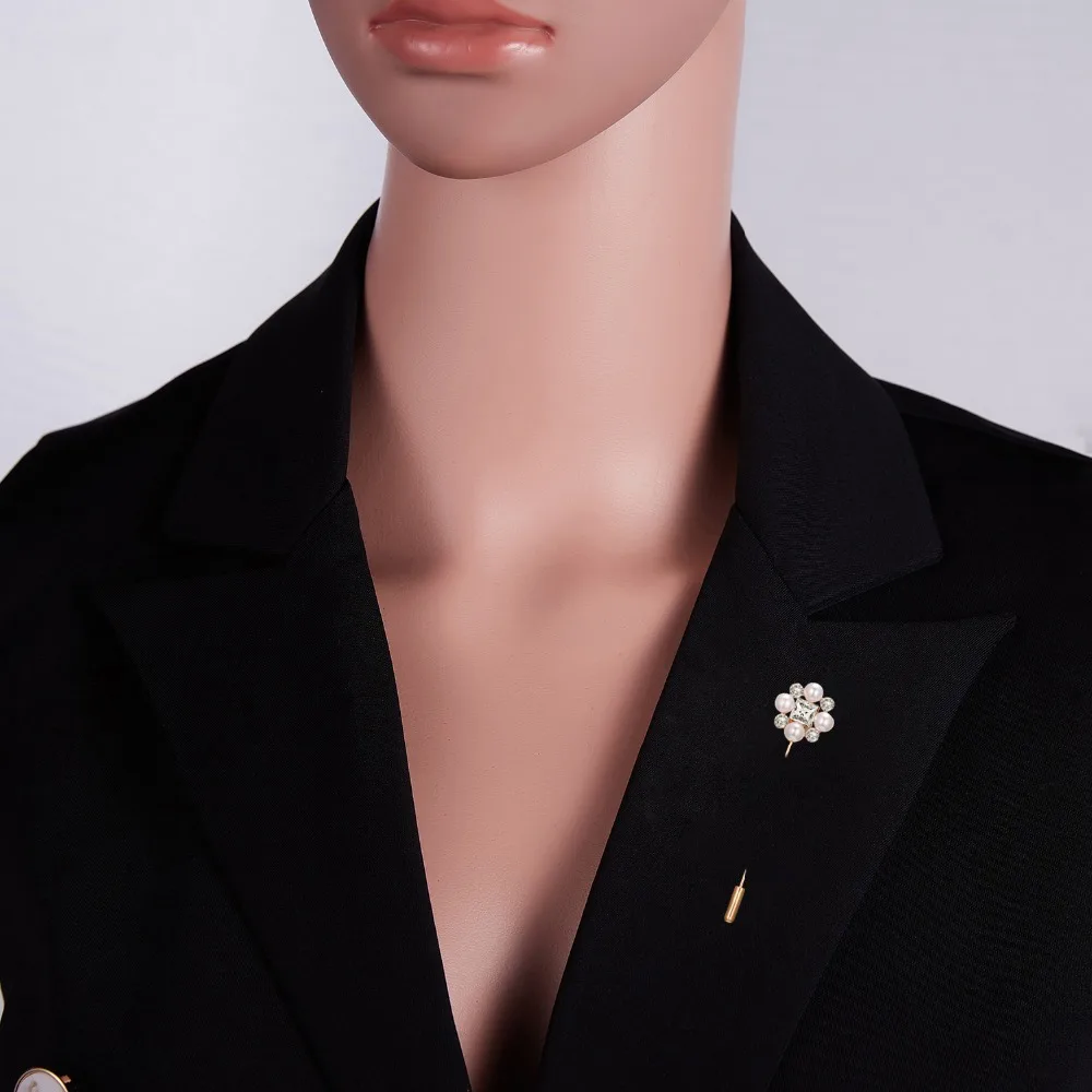 Rinhoo модная новая брошь для свитера Жемчужный Цветок из горного хрусталя корсаж длинный штырьковый разъем для женщин шаль-рубашка украшения на шею
