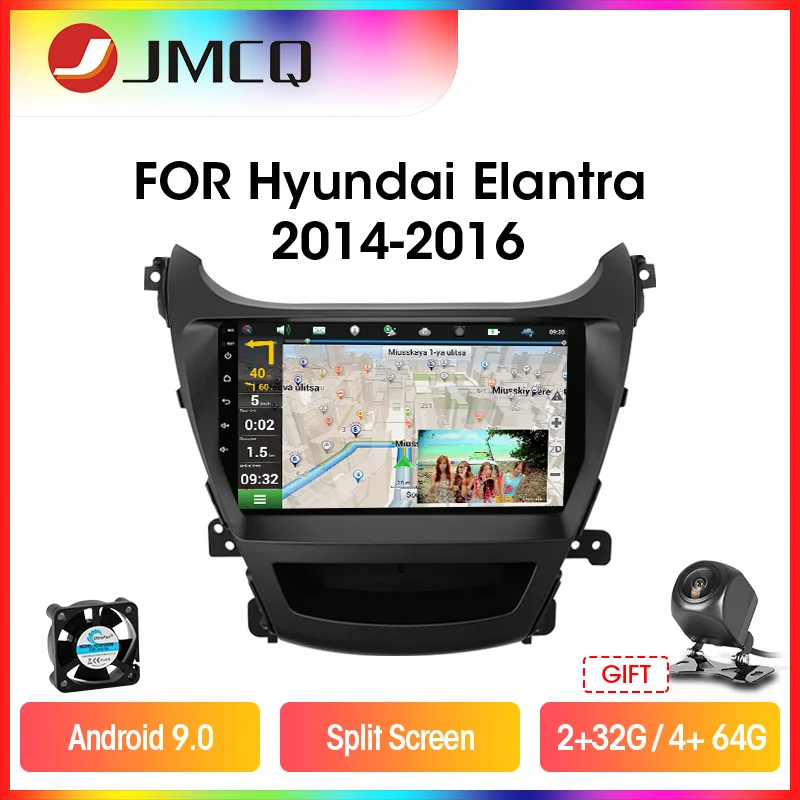 

JMCQ 8-Core Carplay Car Radio For Hyundai Elantra 2014-2016 Multimidia Video Player 2 din 4G Wifi Android 9.0 4+64G Split Screen