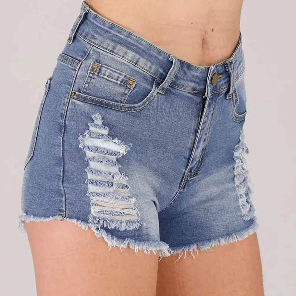 Женская сексуальная одежда обтягивающие Стрейчевые джинсовые шорты женские модные повседневные шорты с низкой талией рваные летние