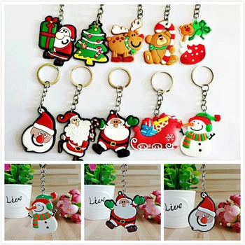 

2020 Cartoon Christmas tree PVC Santa Claus Keychain Christmas Gift XMAS Key ring Key chains Christmas decorations souvenir