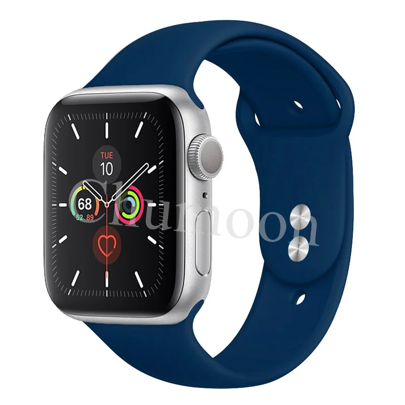 Спортивный ремешок для apple watch 38 мм 42 мм correa iwatch 4 ремешок 44 мм 40 мм силиконовый резиновый ремешок для часов Браслет apple watch 5 4 3 2 - Цвет ремешка: official Cobalt blue