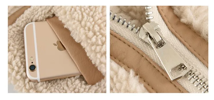 Новая зимняя теплая мотоциклетная куртка в Корейском стиле с искусственным мехом ягненка верхняя одежда с хлопковой подкладкой для девочек-подростков