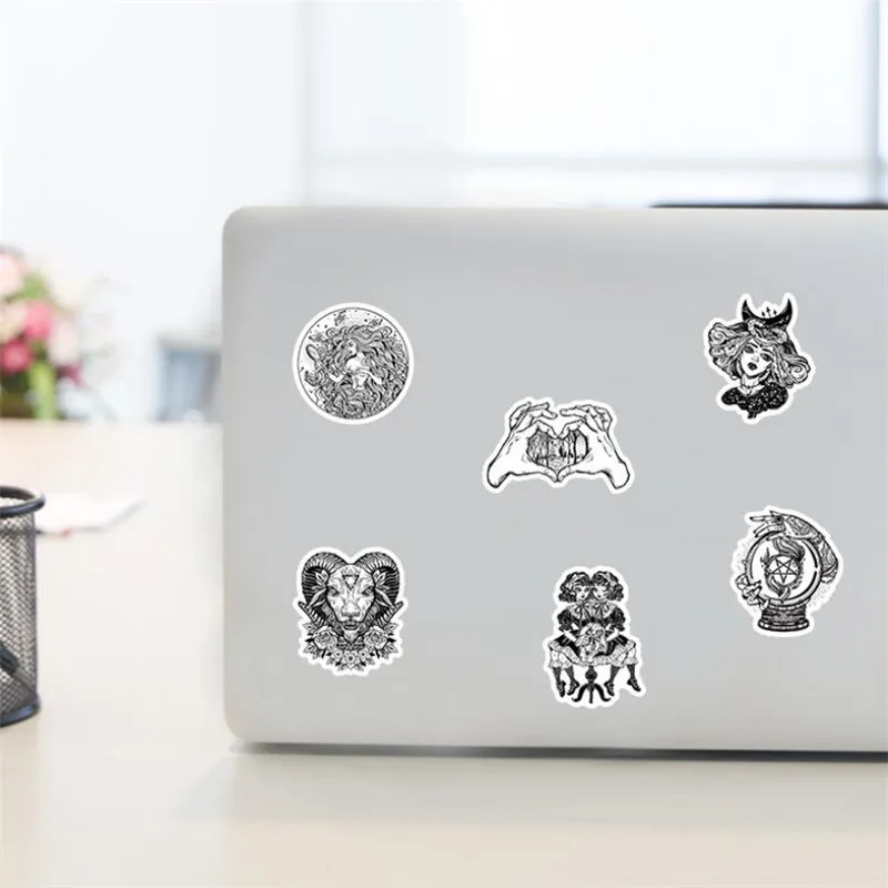 10/30/50PCS Black and White Gothic Horror Skull Girl Graffiti Waterproof Sticker Notebook Car Decoration Toy Wholesale