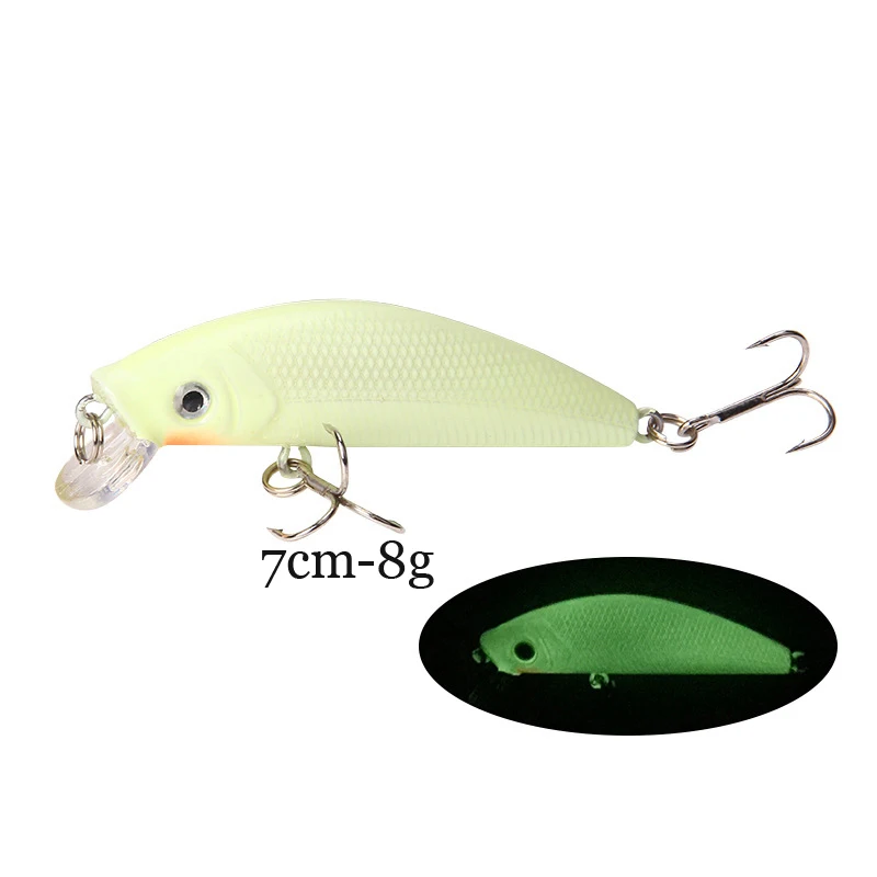 WESTBASS 1PCS Luminous Fishing Lure Crankbait Minnow Bait VIB Wobbler Sinking Pencil Swimbait Glow Hard Popper Dark Pesca Isca