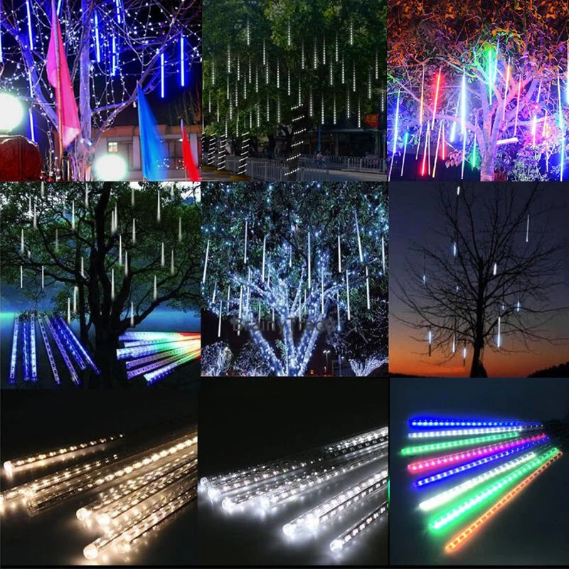 30cm 50cm 8 Tubes Waterproof Meteor Shower Rain LED String Lights Outdoor Christmas Decoration for Home Tree EU/US/UK/AU Plug