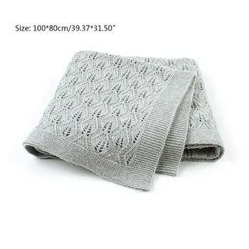 

100x80cm Newborn Baby Knitted Cotton Solid Color Sleeping Bed Stroller Blanket Cover Soft Swaddle Wrap Infants Photography Props