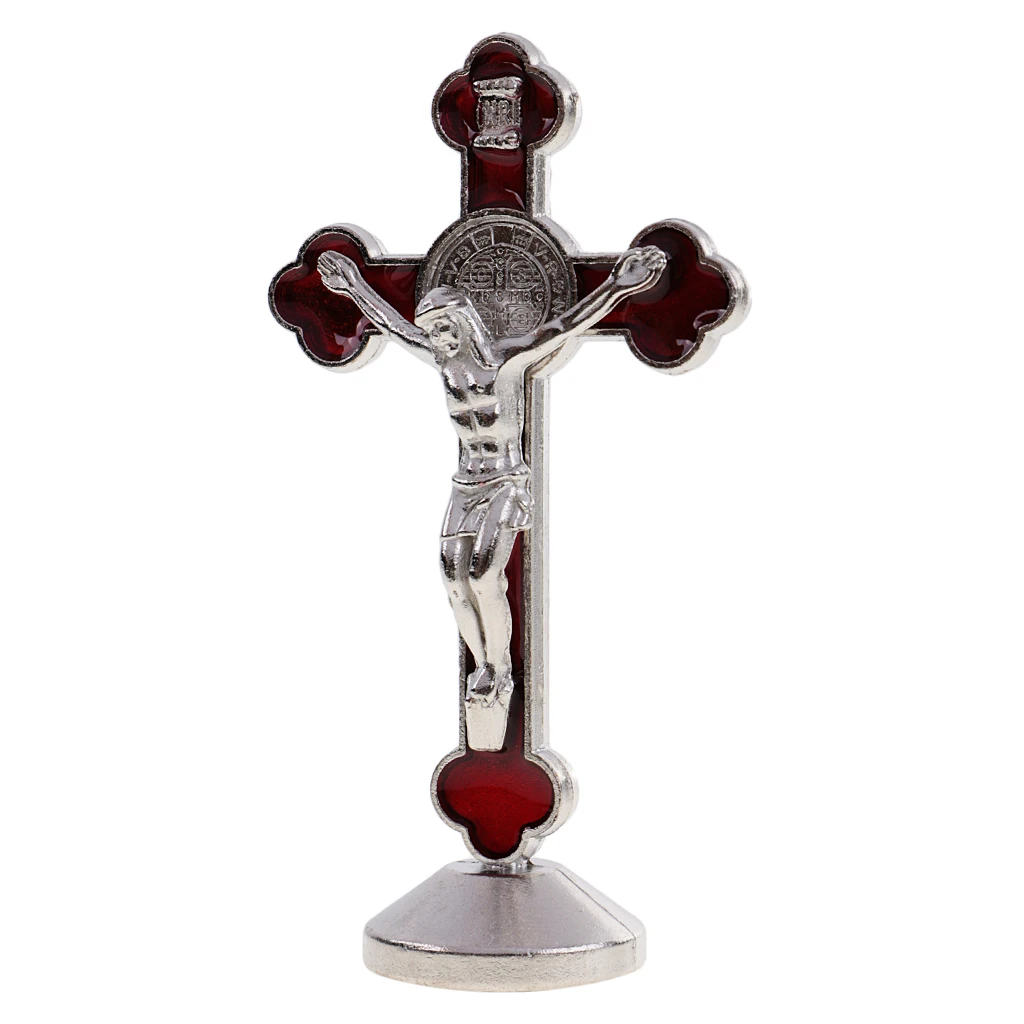 Jesus Crucifix Statue Magnetic Cross Figurine INRI Religion Accessory Decor