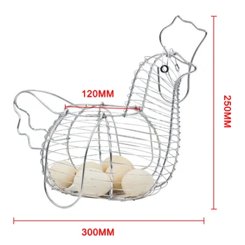 

Innovative Hen Shaped Egg Holder Metal Wire Fruit Basket Home Snacks Organizer DC120