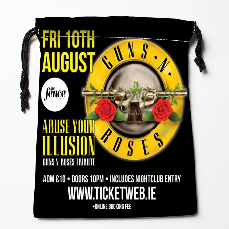16 Новое поступление, сумки на шнурках с принтом «guns N' Roses», размеры 18X22 см, Мягкая атласная ткань, возможность хранения, сумка для хранения одежды, сумки для обуви - Цвет: 16