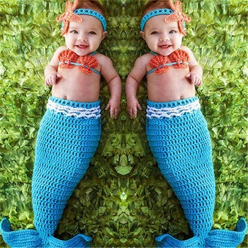 

newborn photography props baby Costume Mermaid Infant baby photo props Knit fotografia newborn crochet outfits accessories girl