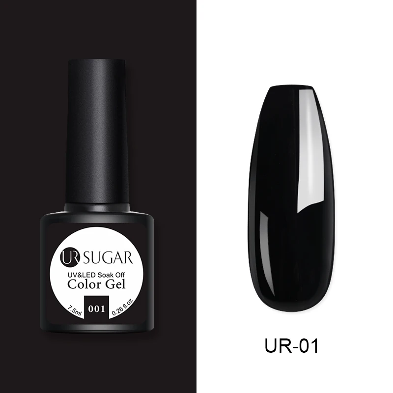 UR SUGRA 7,5 мл голографический Блестящий Гель-лак для ногтей цветной УФ-гель Полупостоянный впитывающий Гель-лак для маникюра светодиодный дизайн - Цвет: Black