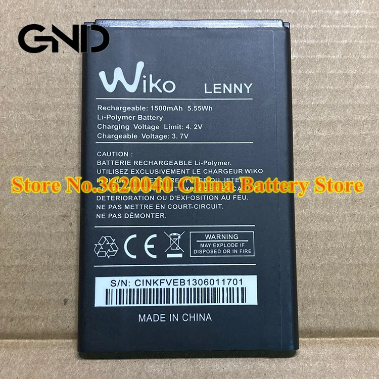 GND 3.7V 1500mAh 5.55Wh LENNY Replacement Battery For Wiko mobile phone external new Li-ion bateria Li-Polymer Batteries | Мобильные