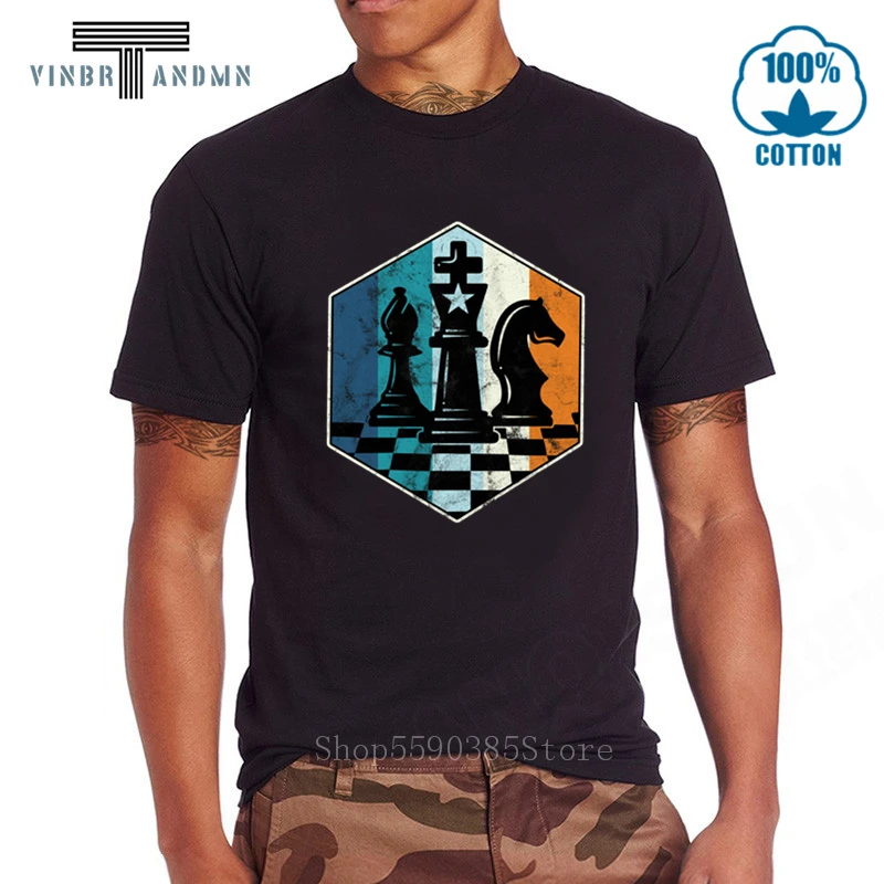 Camiseta шахматная ретро-футболка Мужская винтажная футболка для шахматных игр