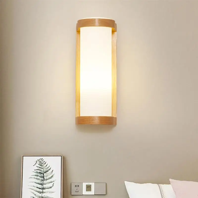 LED Bedside Lamp Hotel Balcony Corridor Wall Light Wooden Wall Mounted For Home Hotel(Single Head Style 7W LED Warm Light Bulb