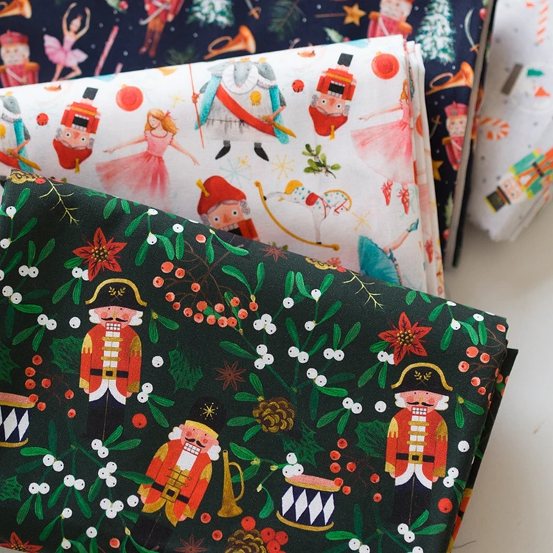 

180/90x130cm Christmas Decoration Cloth Green Nutcracker Fabrics By Yard Handmade DIY Holiday Fabrics Xmas Cloth Needlework