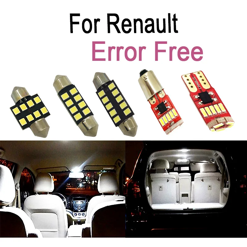 

Perfect White Error Free LED interior dome reading light bulb Kit for Renault Clio 2 3 4 II III IV MK2 MK3 MK4 (1998-2017)