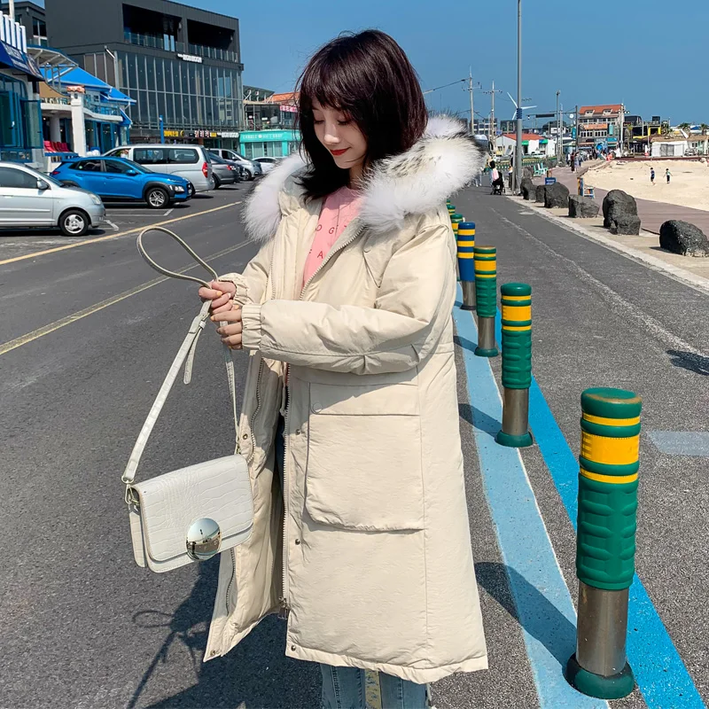 New Long Winter Jacket Women Parka Down Cotton Coat Padded Jacket Korean Parkas Warm Jackets Coats Overcoat 8917 KJ2958 - Цвет: White