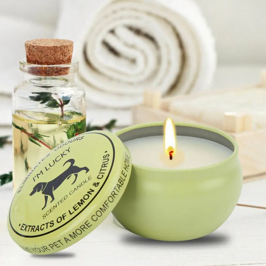 

4 PCS Plant Essential Oils Pet Scented Candle Natural Soy Wax Deodorant Smokeless Lighting Gift Kit