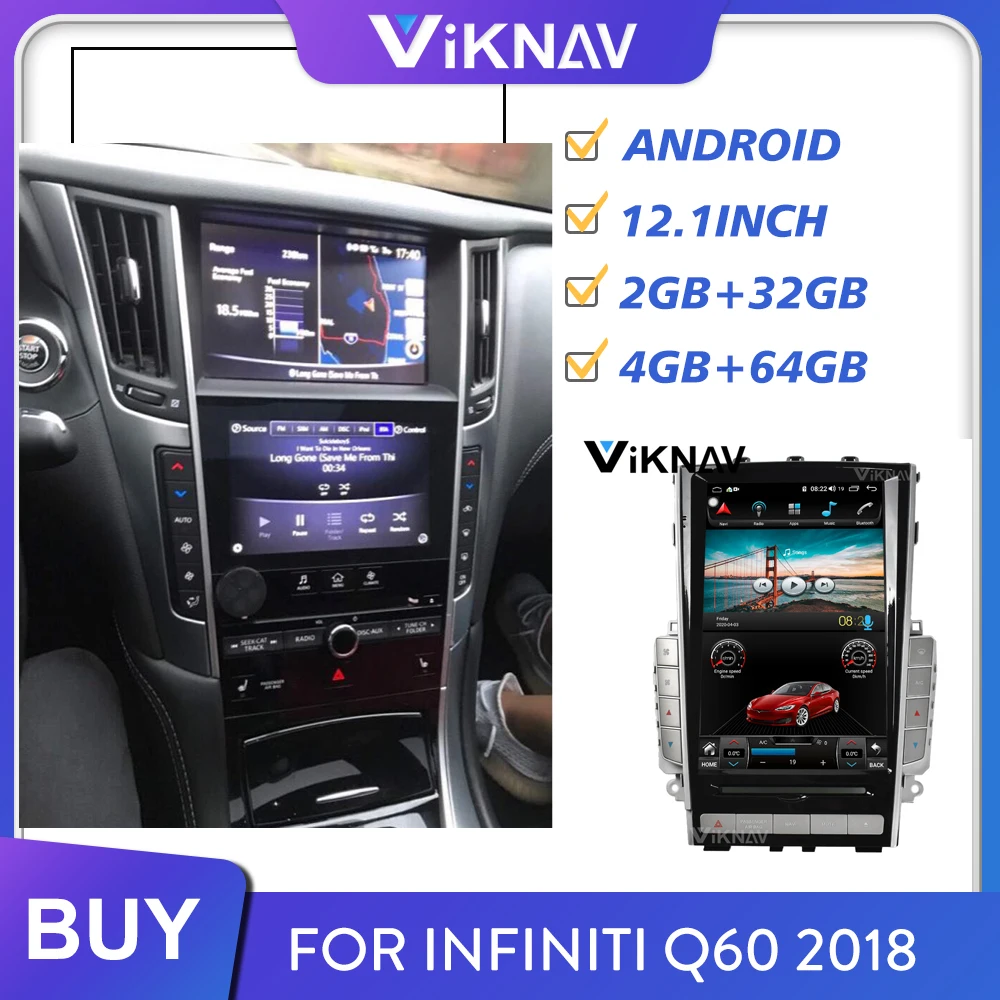 

car multimedia player auto radio for Infiniti Q60 2018 car audio GPS navigation stereo receiver 2 din android vertical screen